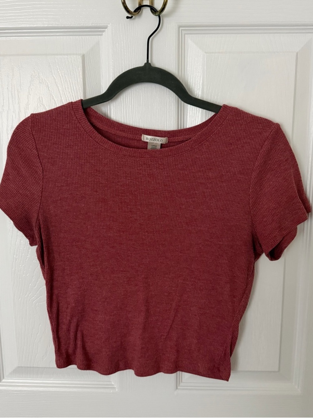 Bozzolo Ribbed Crop Top in Burgundy Red